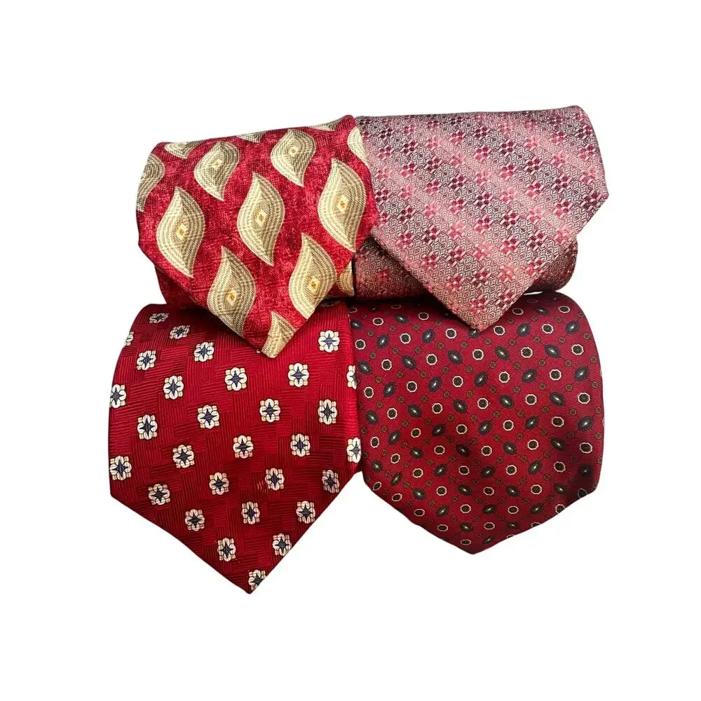 St James Silk Necktie Red Aviator Vintage 90s Designer Silk Necktie Bundle
